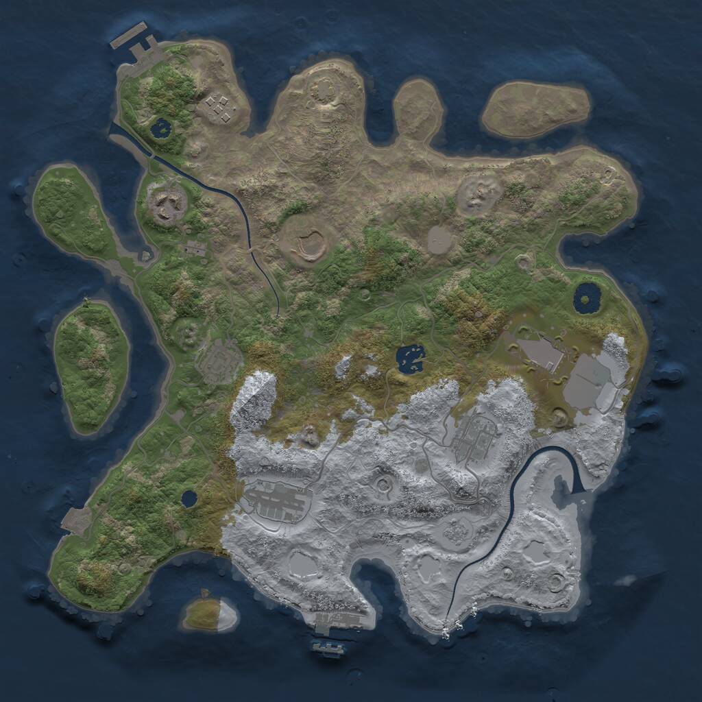 Rust Map: Procedural Map, Size: 3500, Seed: 5398621, 14 Monuments
