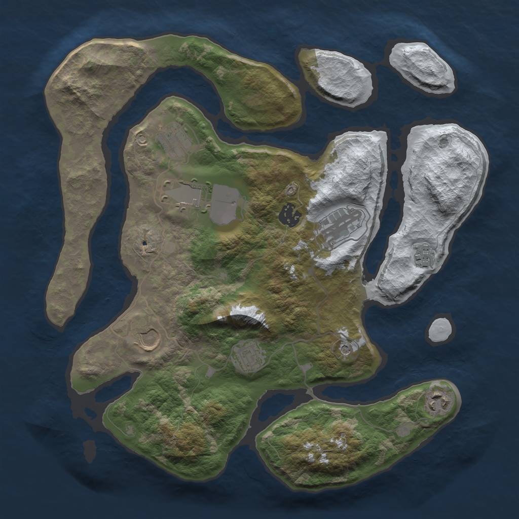 Rust Map: Barren, Size: 3500, Seed: 4592048, 11 Monuments