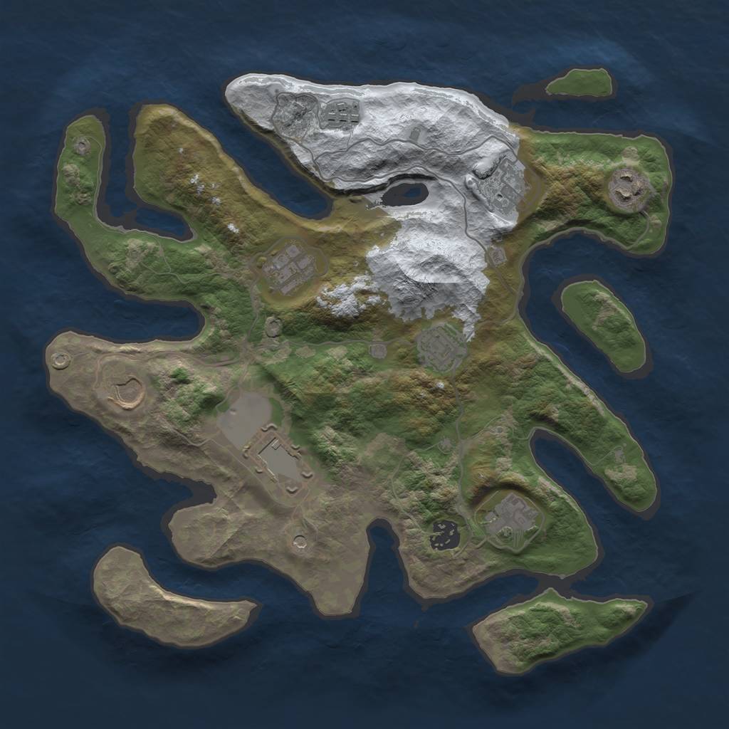 Rust Map: Barren, Size: 3500, Seed: 4771678, 12 Monuments