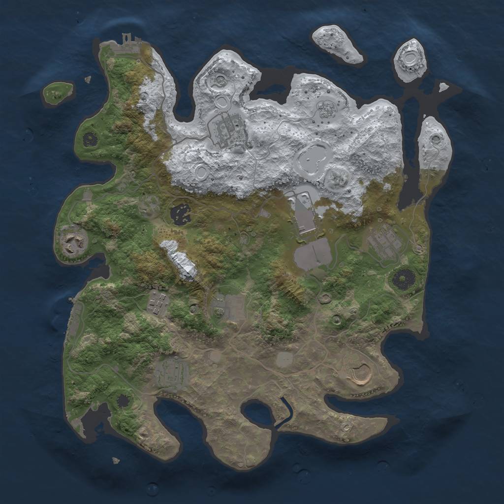 Rust Map: Procedural Map, Size: 3500, Seed: 246284, 18 Monuments