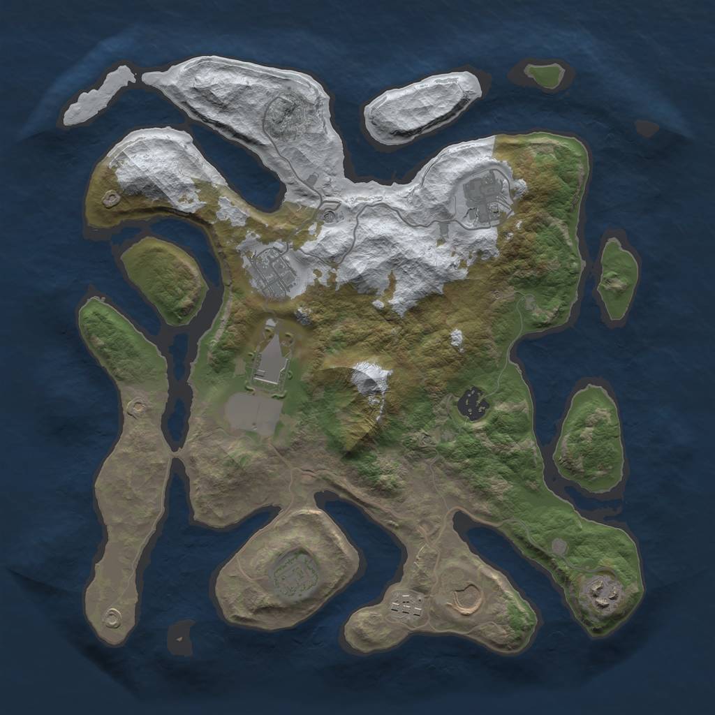 Rust Map: Barren, Size: 3500, Seed: 4218285, 11 Monuments