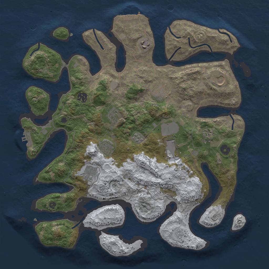 Rust Map: Procedural Map, Size: 4000, Seed: 69423, 19 Monuments