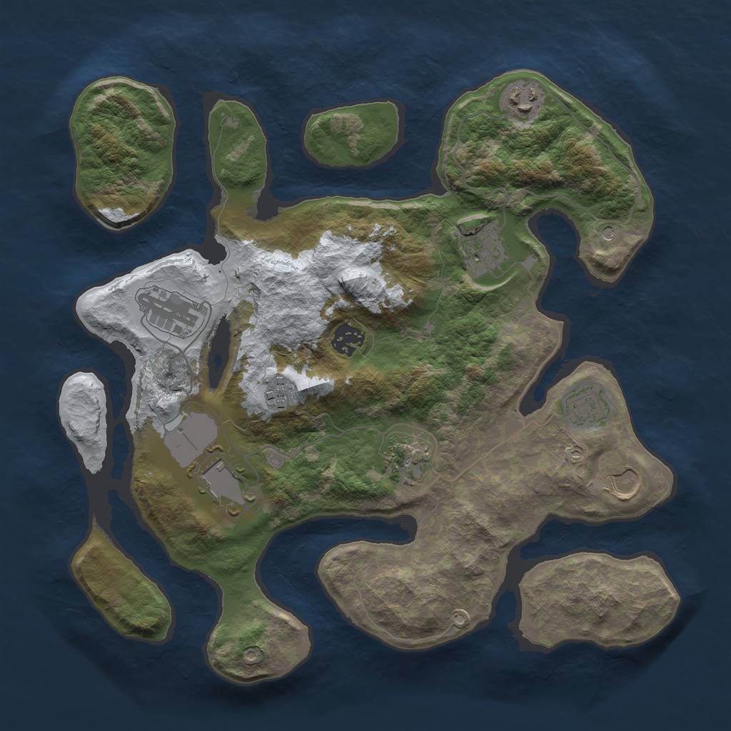 Rust Map: Barren, Size: 3500, Seed: 568757, 12 Monuments