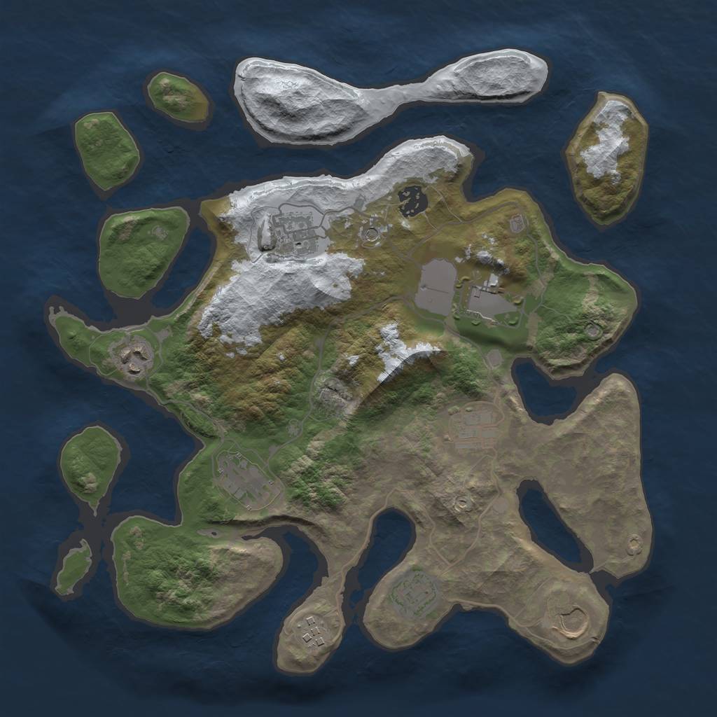 Rust Map: Barren, Size: 3500, Seed: 6009109, 12 Monuments