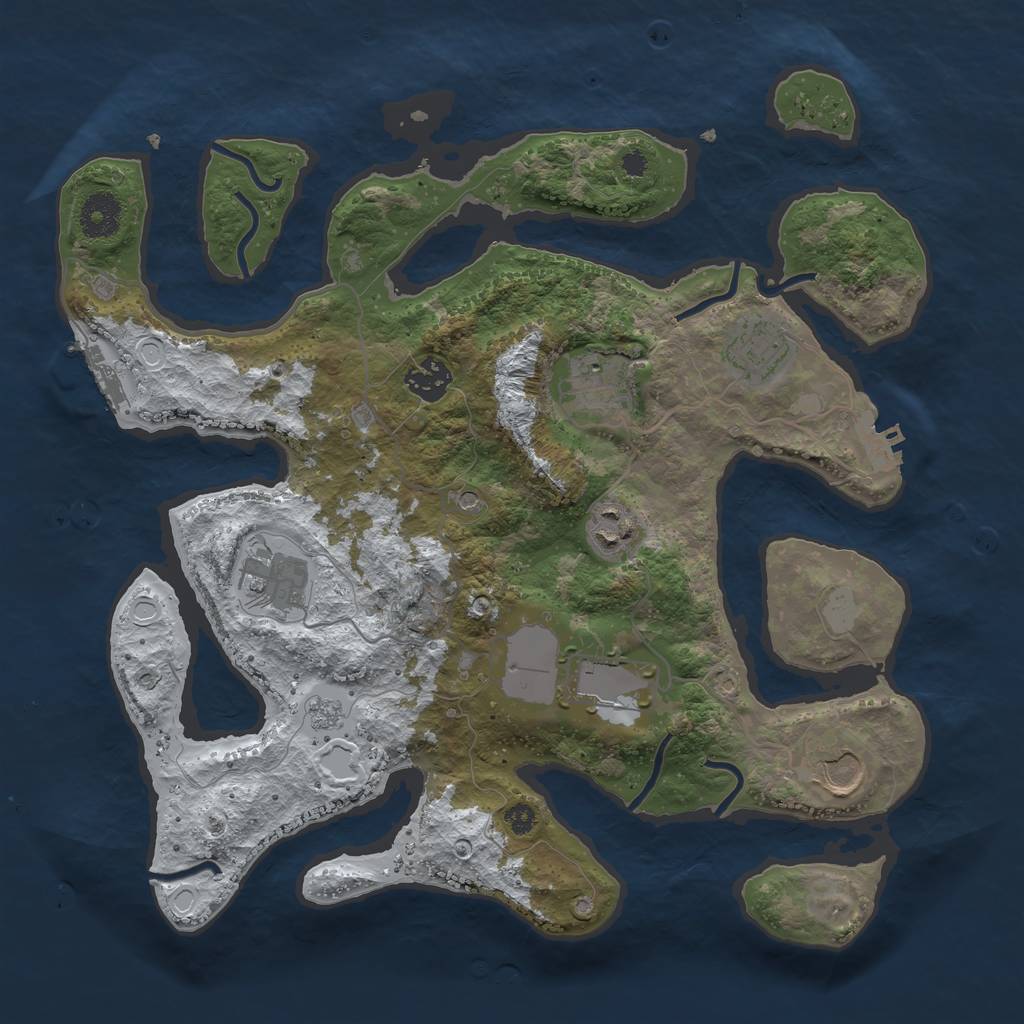 Rust Map: Procedural Map, Size: 3500, Seed: 5956525, 16 Monuments