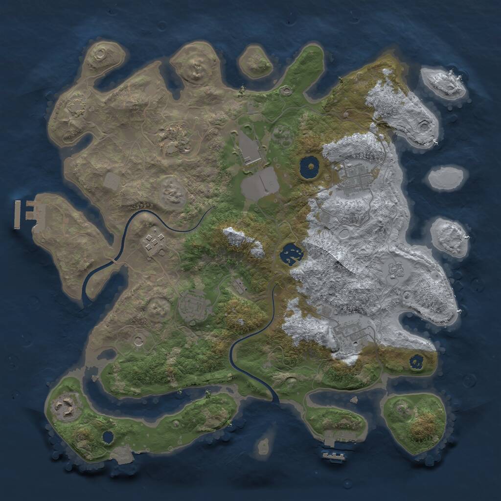 Rust Map: Procedural Map, Size: 3500, Seed: 266638, 14 Monuments