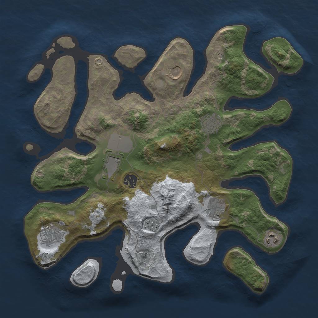 Rust Map: Barren, Size: 3500, Seed: 2359063, 11 Monuments