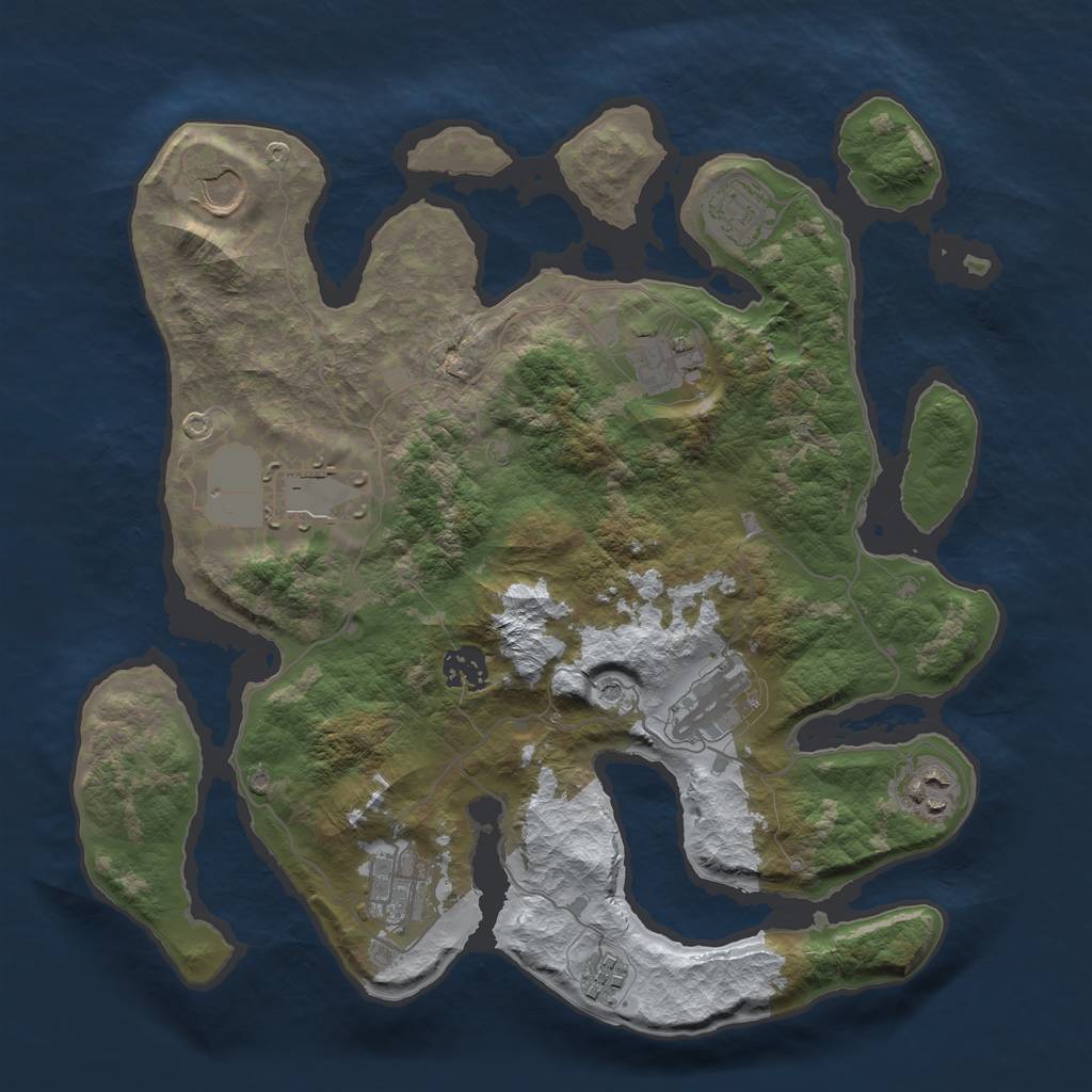 Rust Map: Barren, Size: 3500, Seed: 3679130, 12 Monuments