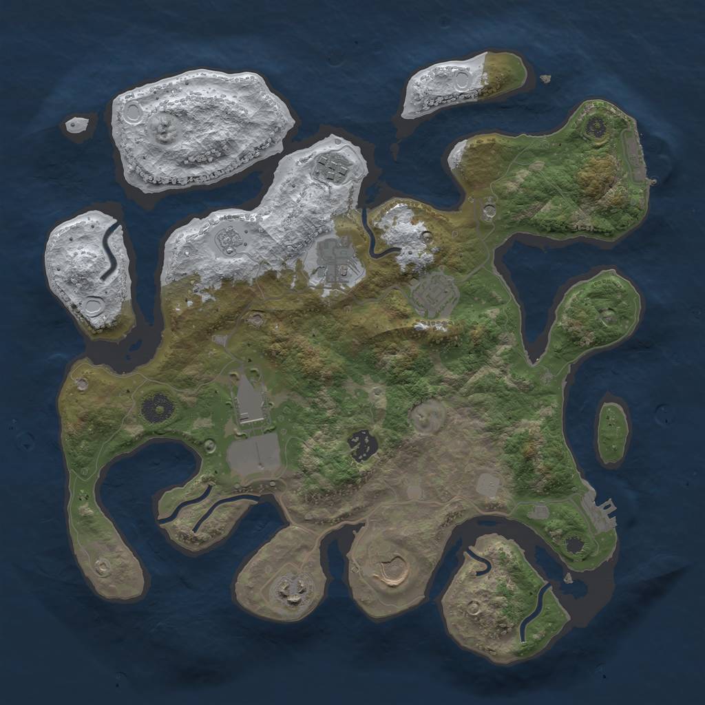Rust Map: Procedural Map, Size: 3500, Seed: 807813, 16 Monuments