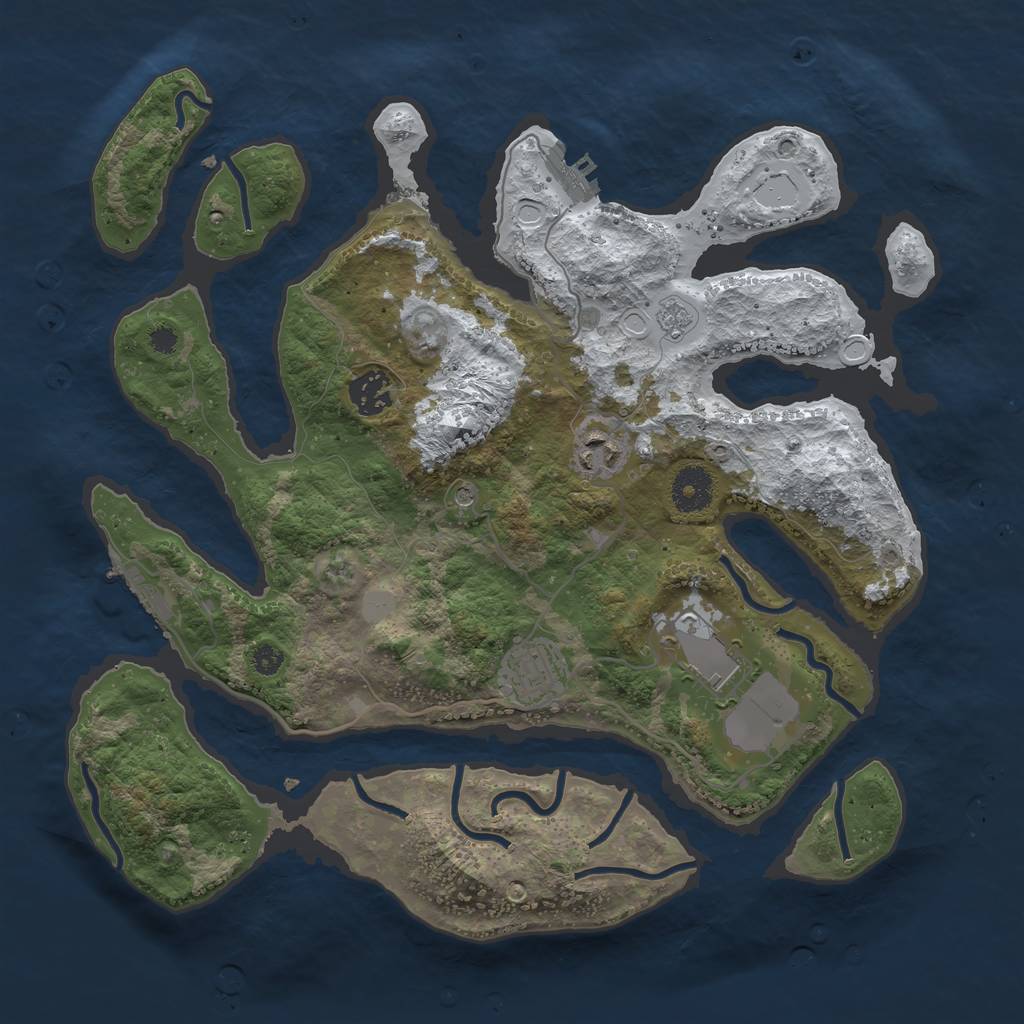 Rust Map: Procedural Map, Size: 3500, Seed: 1580018, 13 Monuments