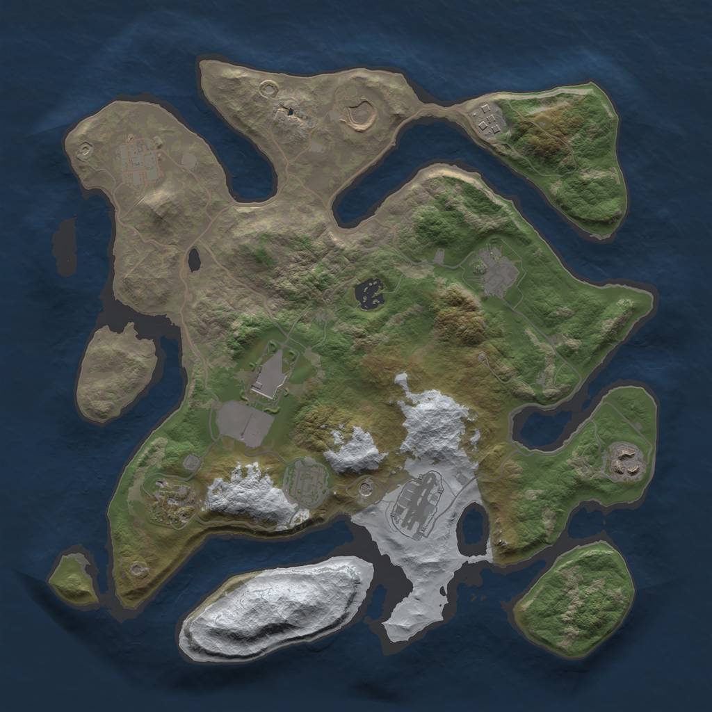 Rust Map: Barren, Size: 3500, Seed: 1236793, 13 Monuments