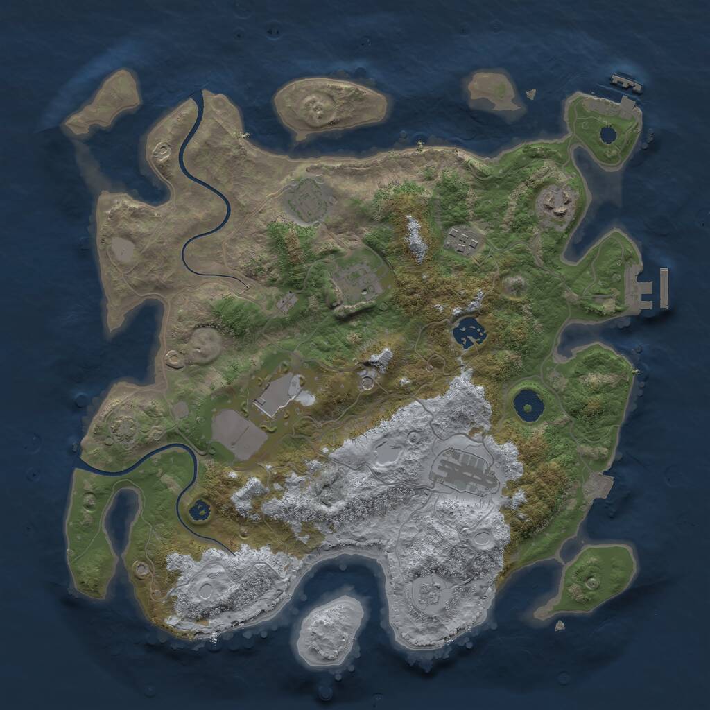 Rust Map: Procedural Map, Size: 3500, Seed: 2192545, 13 Monuments