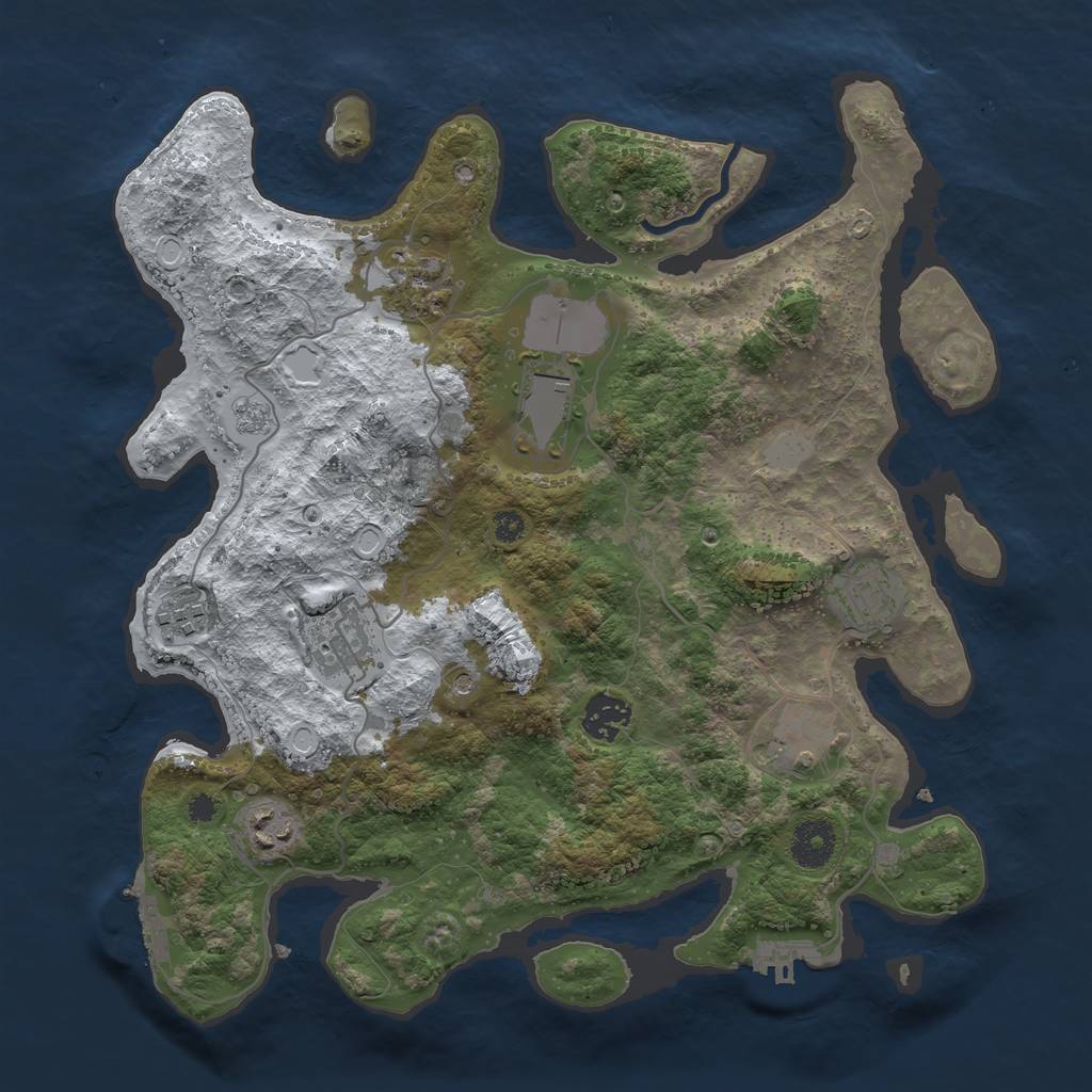 Rust Map: Procedural Map, Size: 3500, Seed: 954063, 17 Monuments