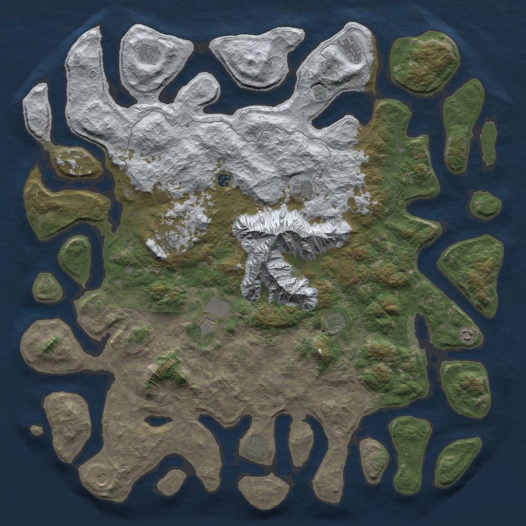 Rust Map: Barren, Size: 6000, Seed: 1610642307, 14 Monuments