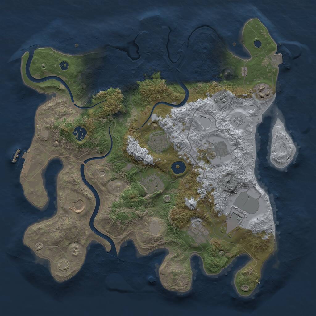 Rust Map: Procedural Map, Size: 3500, Seed: 2624300, 15 Monuments