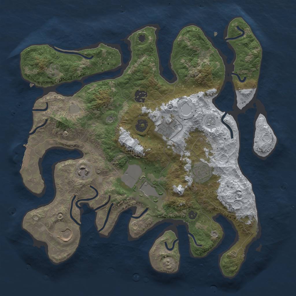 Rust Map: Procedural Map, Size: 3500, Seed: 2624300, 14 Monuments