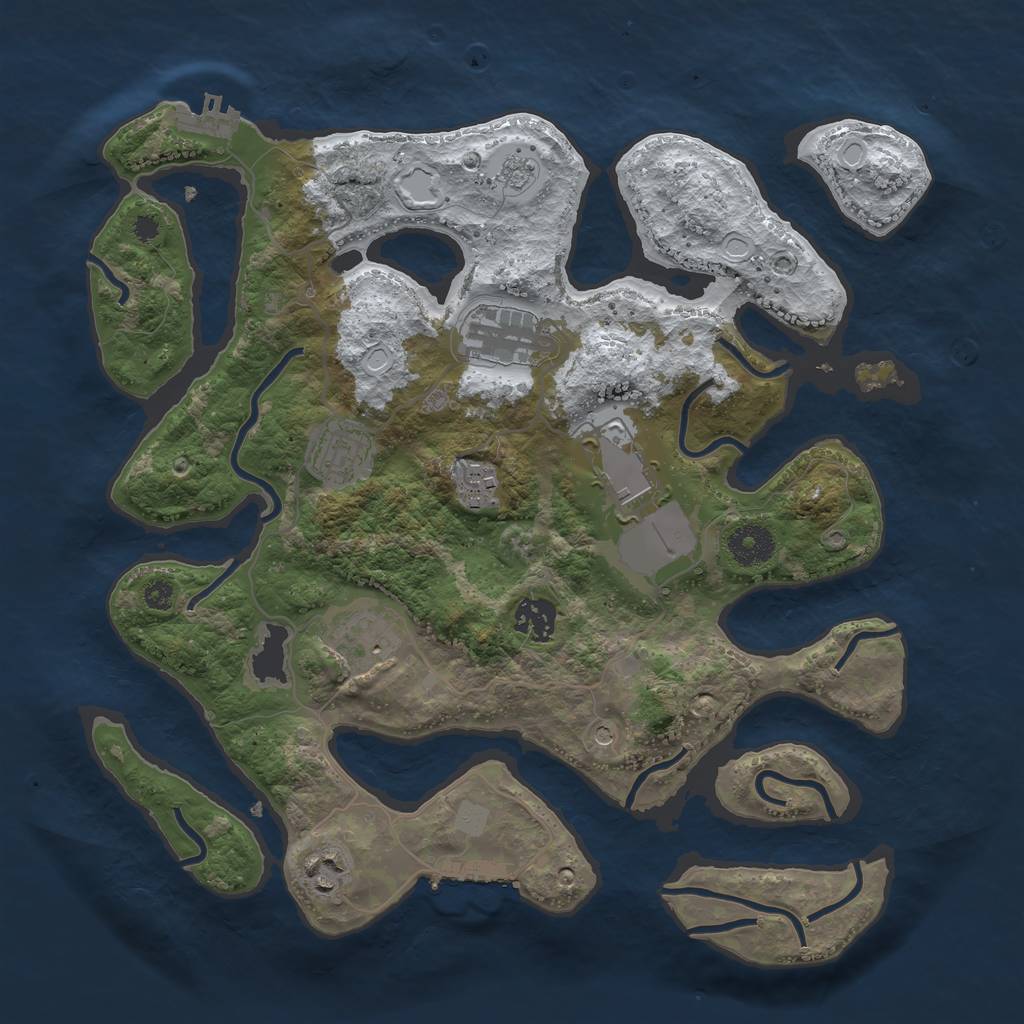 Rust Map: Procedural Map, Size: 3500, Seed: 990500, 16 Monuments