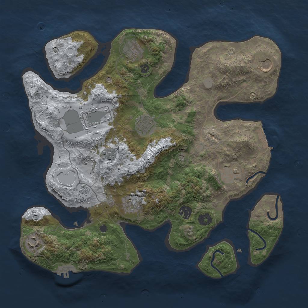 Rust Map: Procedural Map, Size: 3500, Seed: 1154965, 18 Monuments