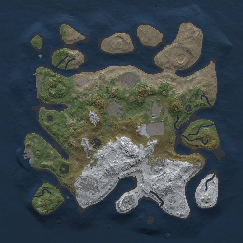 Rust Map: Procedural Map, Size: 3500, Seed: 3480173, 16 Monuments