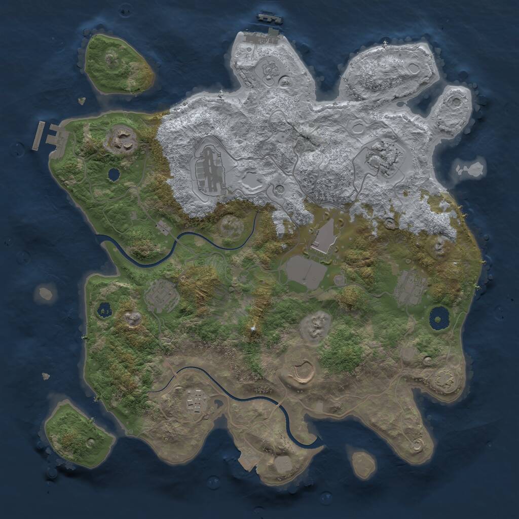 Rust Map: Procedural Map, Size: 3500, Seed: 6121968, 14 Monuments