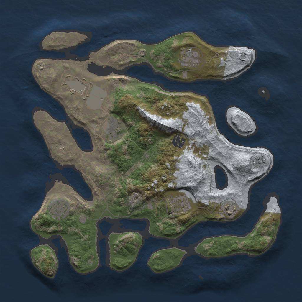 Rust Map: Barren, Size: 3500, Seed: 1268692, 11 Monuments