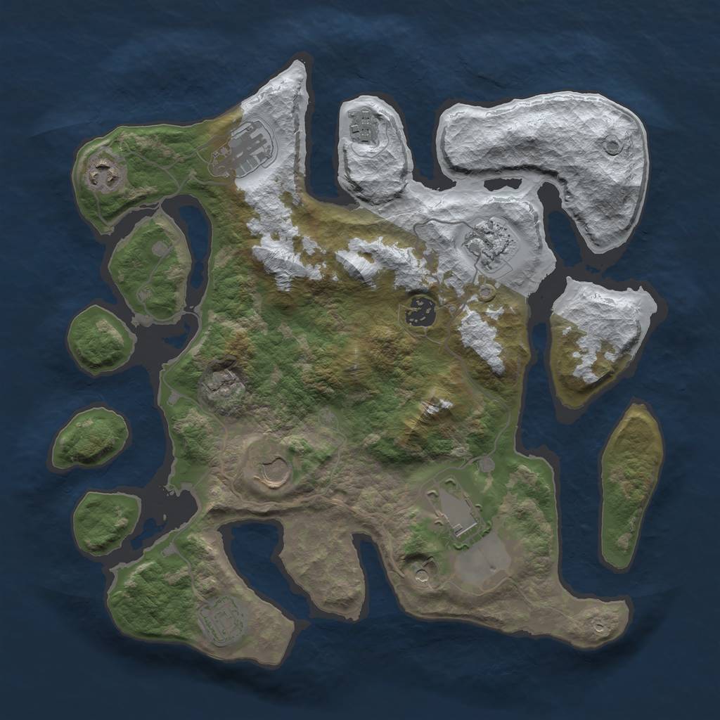 Rust Map: Barren, Size: 3500, Seed: 1358275, 11 Monuments