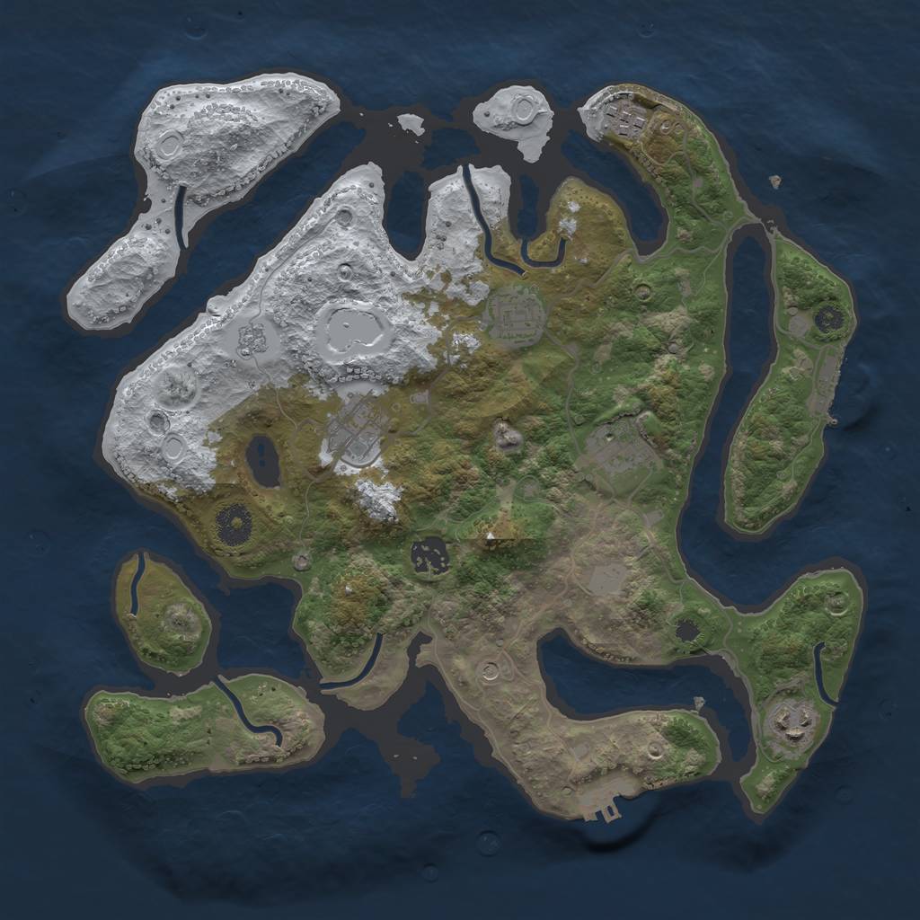 Rust Map: Procedural Map, Size: 3500, Seed: 1480605, 15 Monuments