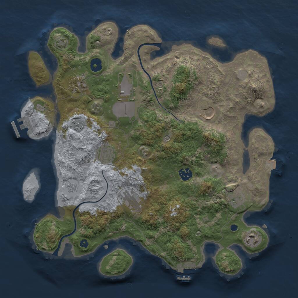 Rust Map: Procedural Map, Size: 3500, Seed: 841550, 15 Monuments