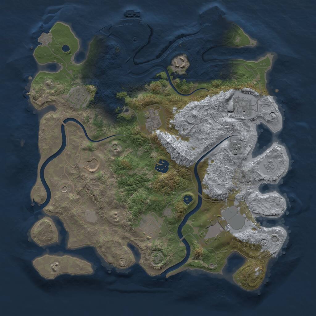 Rust Map: Procedural Map, Size: 3500, Seed: 721648, 15 Monuments