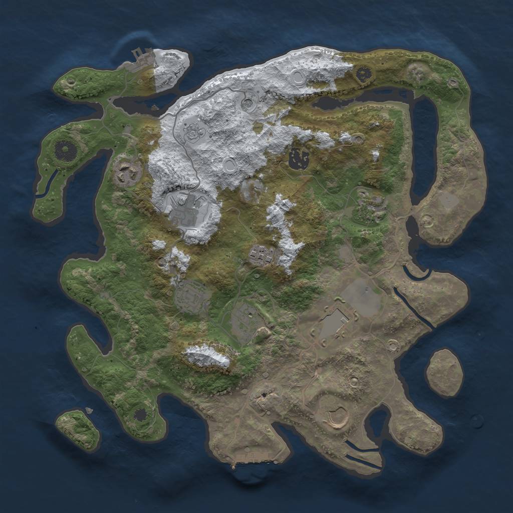 Rust Map: Procedural Map, Size: 3500, Seed: 3587961, 18 Monuments
