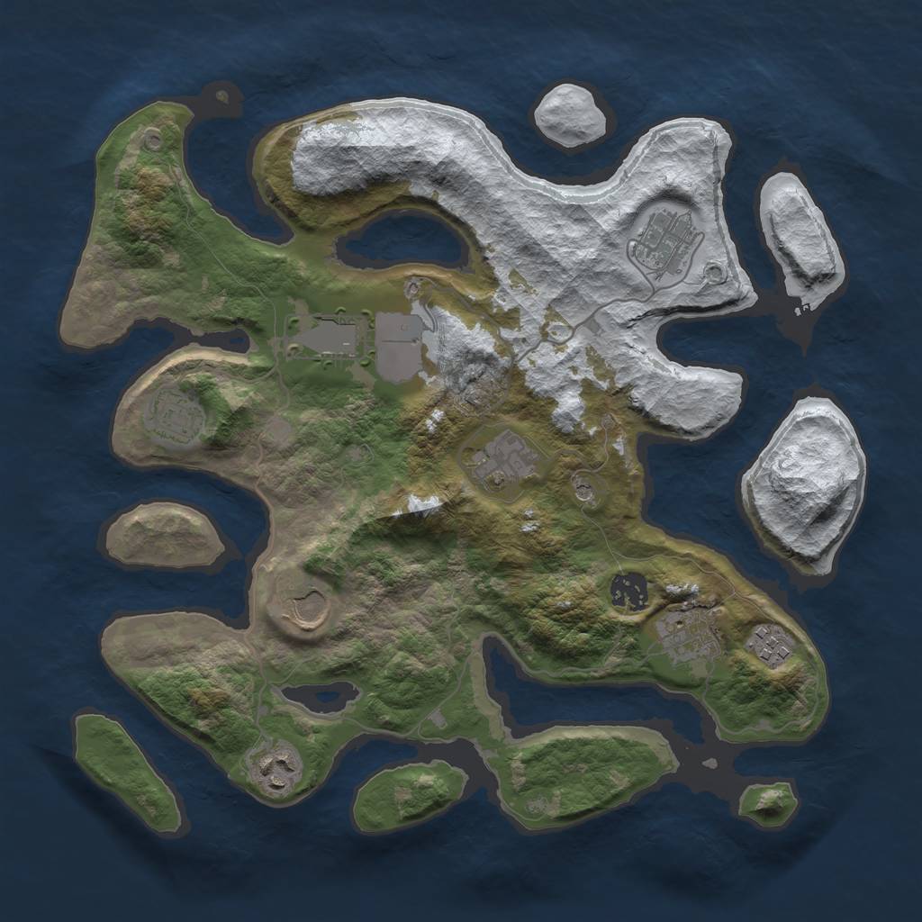 Rust Map: Barren, Size: 3500, Seed: 278030, 12 Monuments