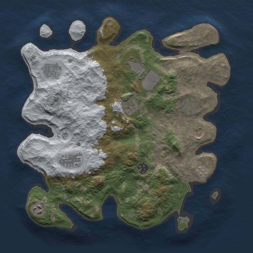Rust Map: Barren, Size: 3500, Seed: 346331, 12 Monuments