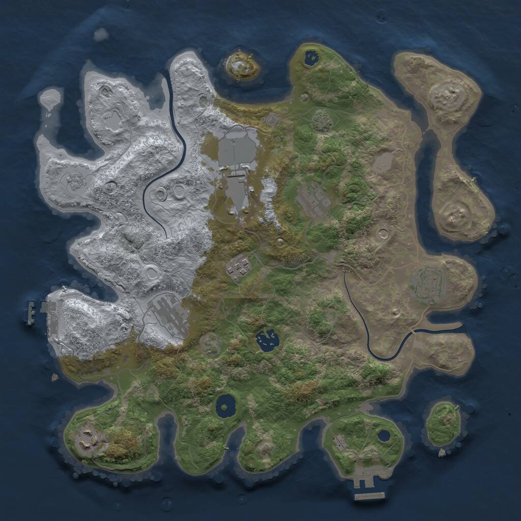 Rust Map: Procedural Map, Size: 3500, Seed: 3381705, 13 Monuments