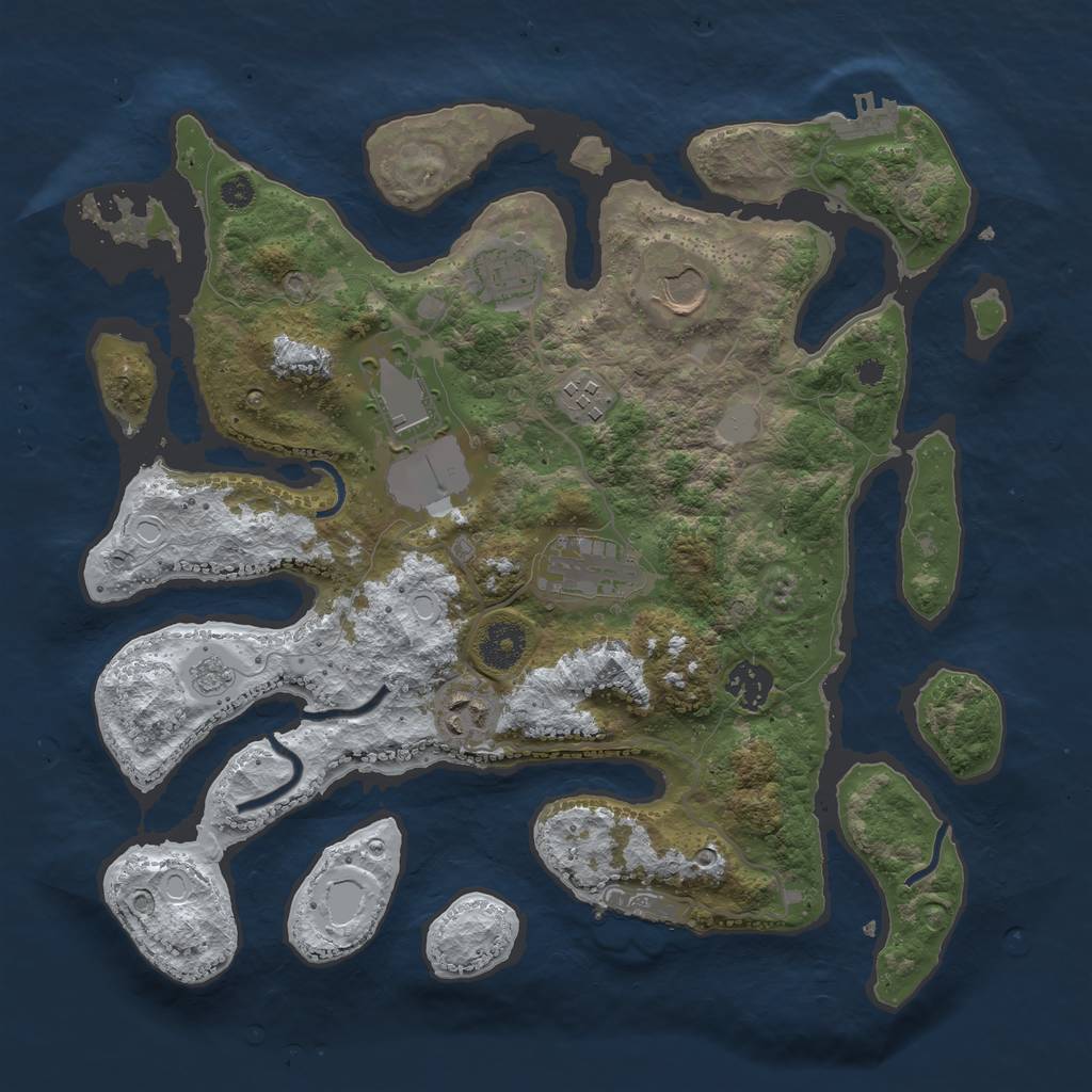 Rust Map: Procedural Map, Size: 3500, Seed: 5746376, 15 Monuments
