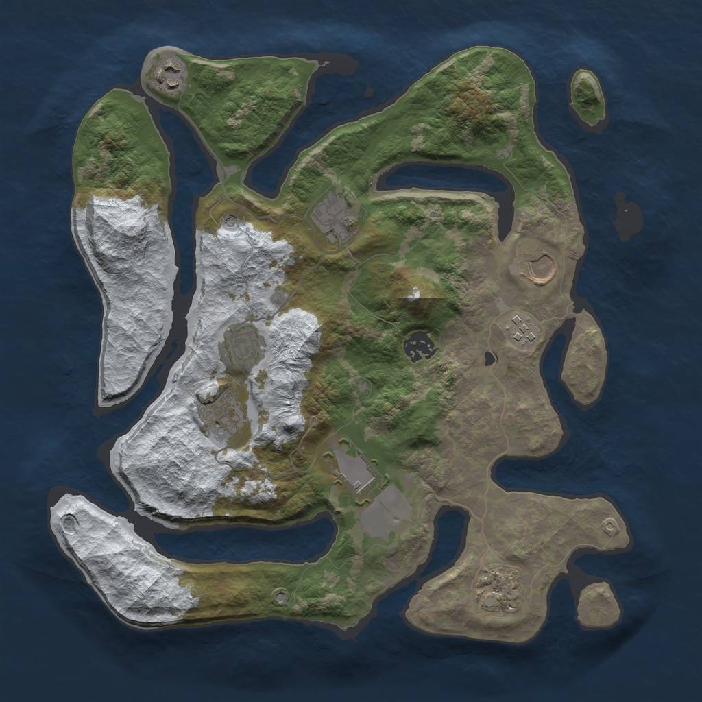 Rust Map: Barren, Size: 3500, Seed: 530263, 12 Monuments