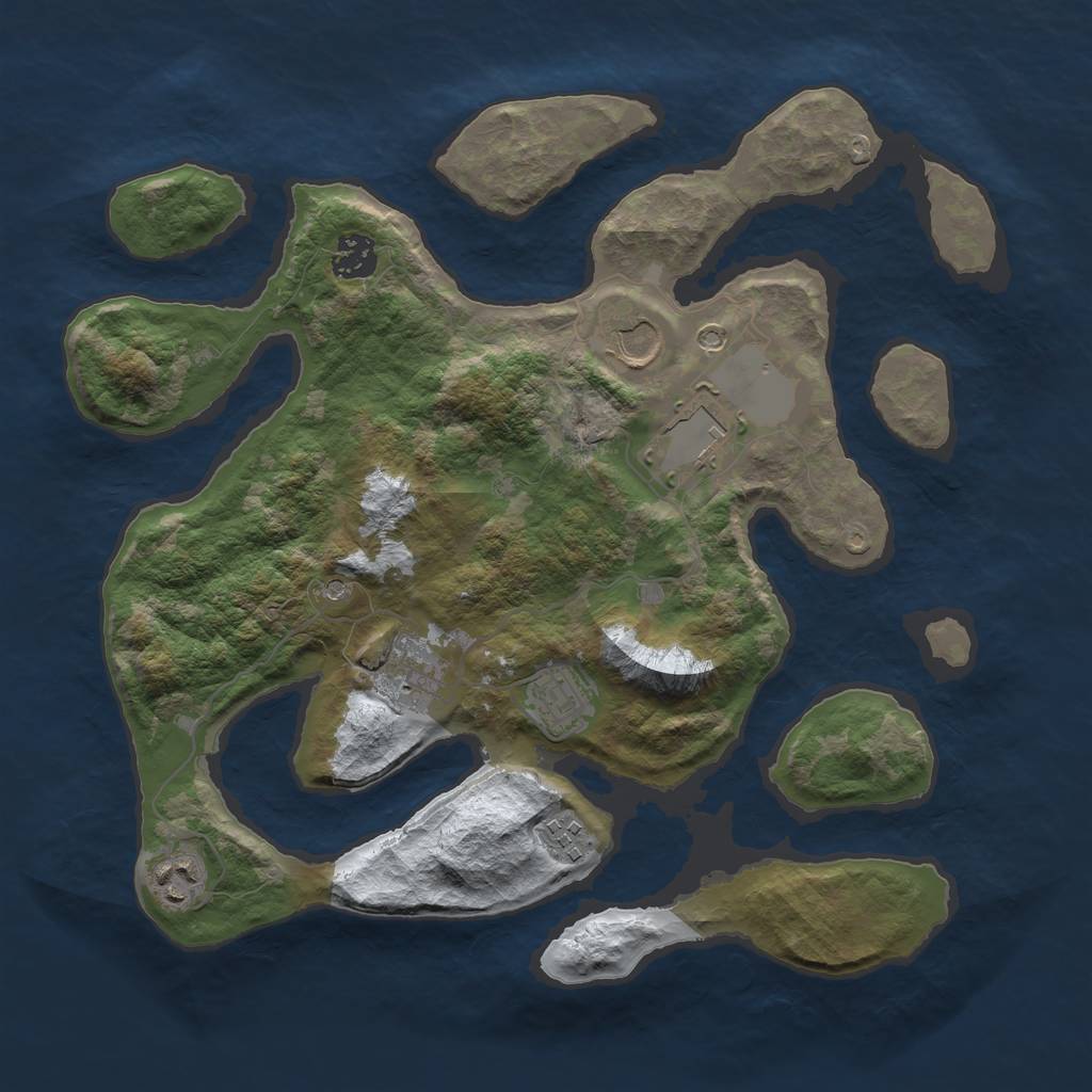 Rust Map: Barren, Size: 3500, Seed: 5812105, 10 Monuments