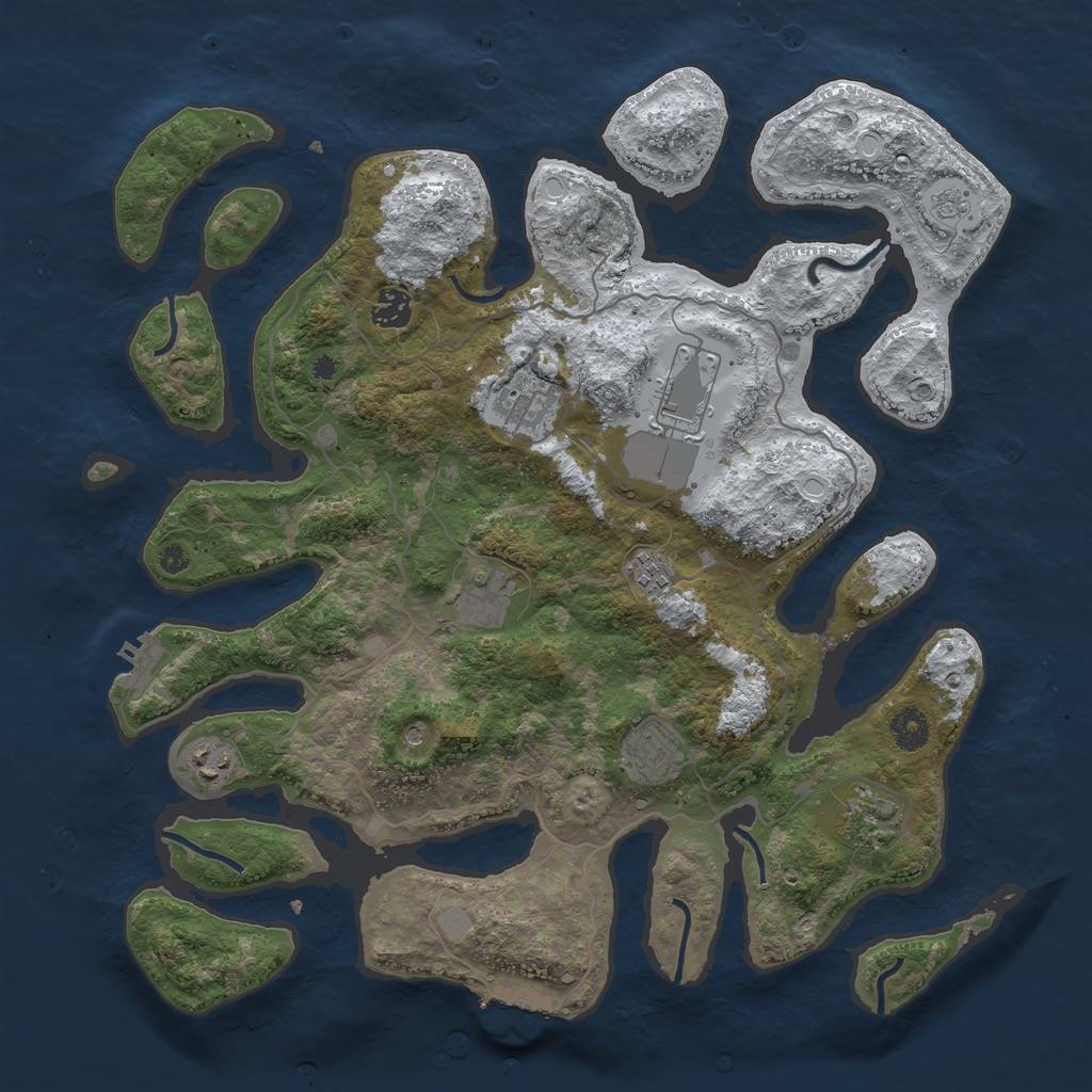 Rust Map: Procedural Map, Size: 4000, Seed: 5249112, 17 Monuments