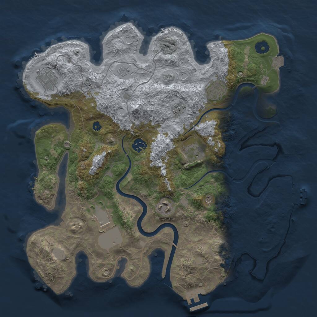 Rust Map: Procedural Map, Size: 3500, Seed: 1425451, 13 Monuments