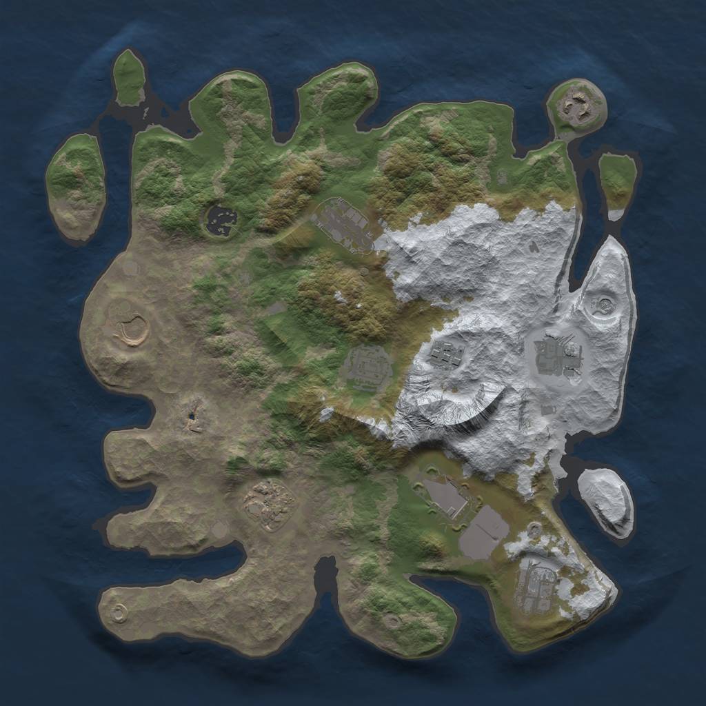 Rust Map: Barren, Size: 3500, Seed: 5293813, 13 Monuments