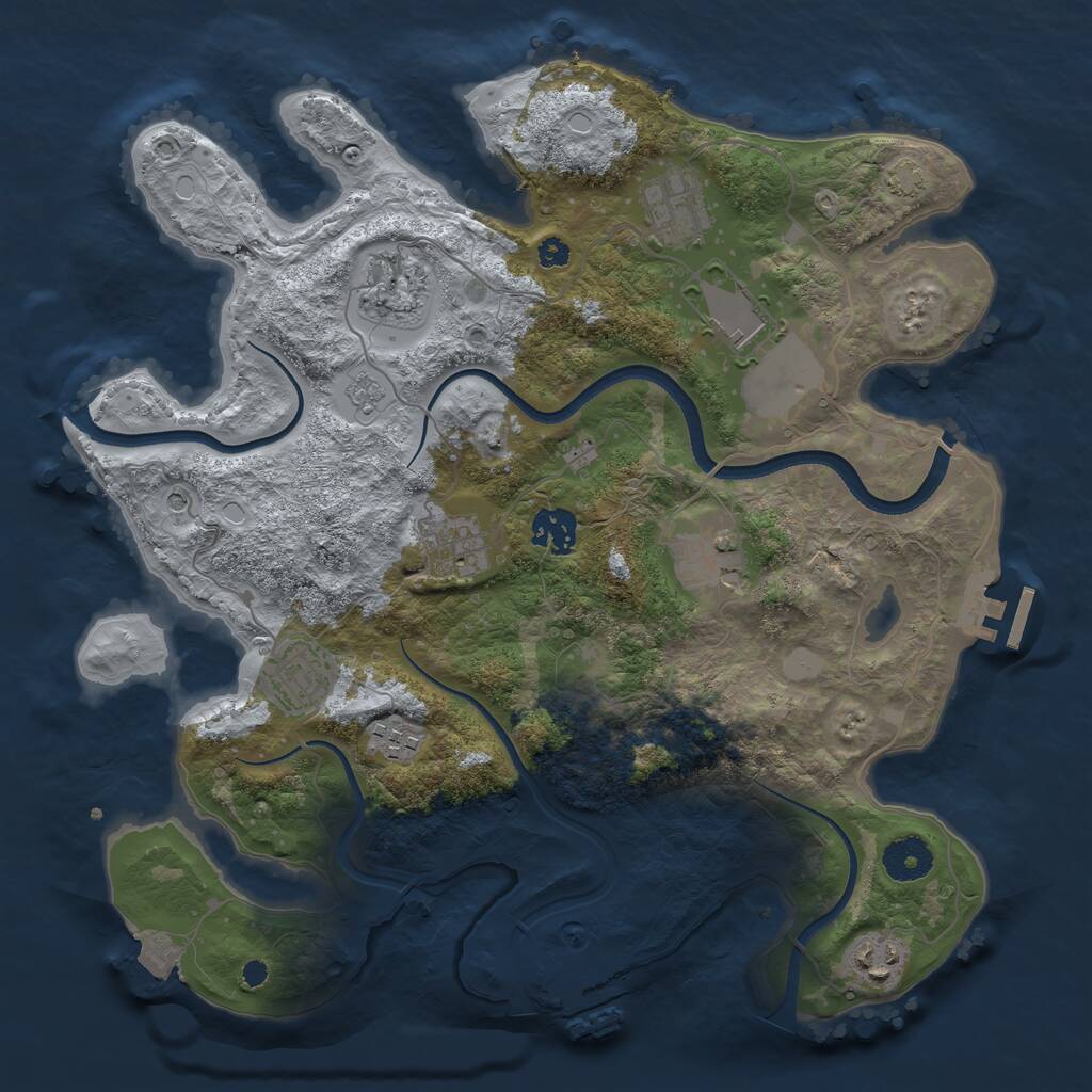 Rust Map: Procedural Map, Size: 3500, Seed: 5389253, 15 Monuments