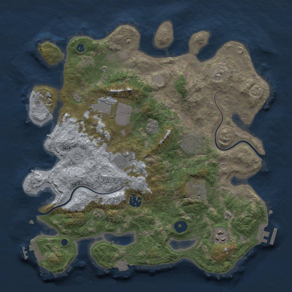 Rust Map: Procedural Map, Size: 3500, Seed: 4705125, 13 Monuments