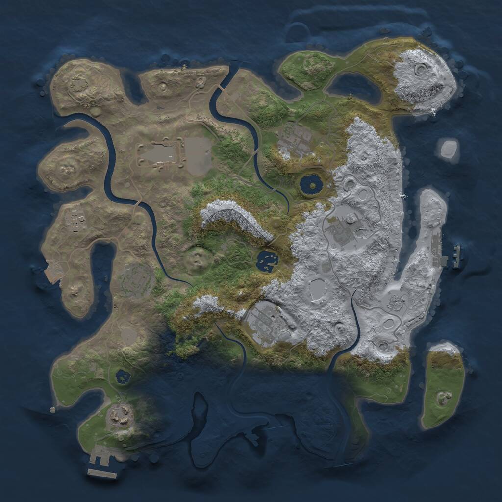 Rust Map: Procedural Map, Size: 3500, Seed: 4110509, 14 Monuments