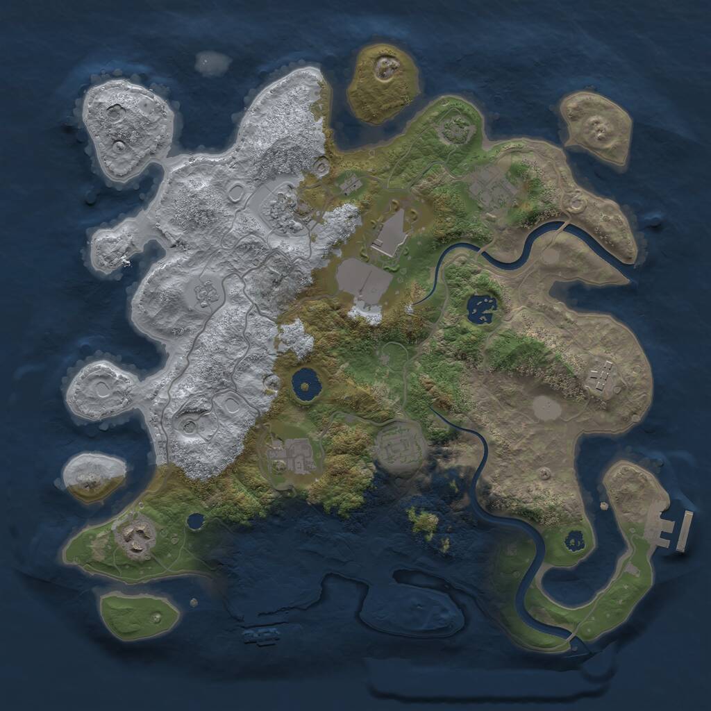 Rust Map: Procedural Map, Size: 3500, Seed: 2395483, 14 Monuments