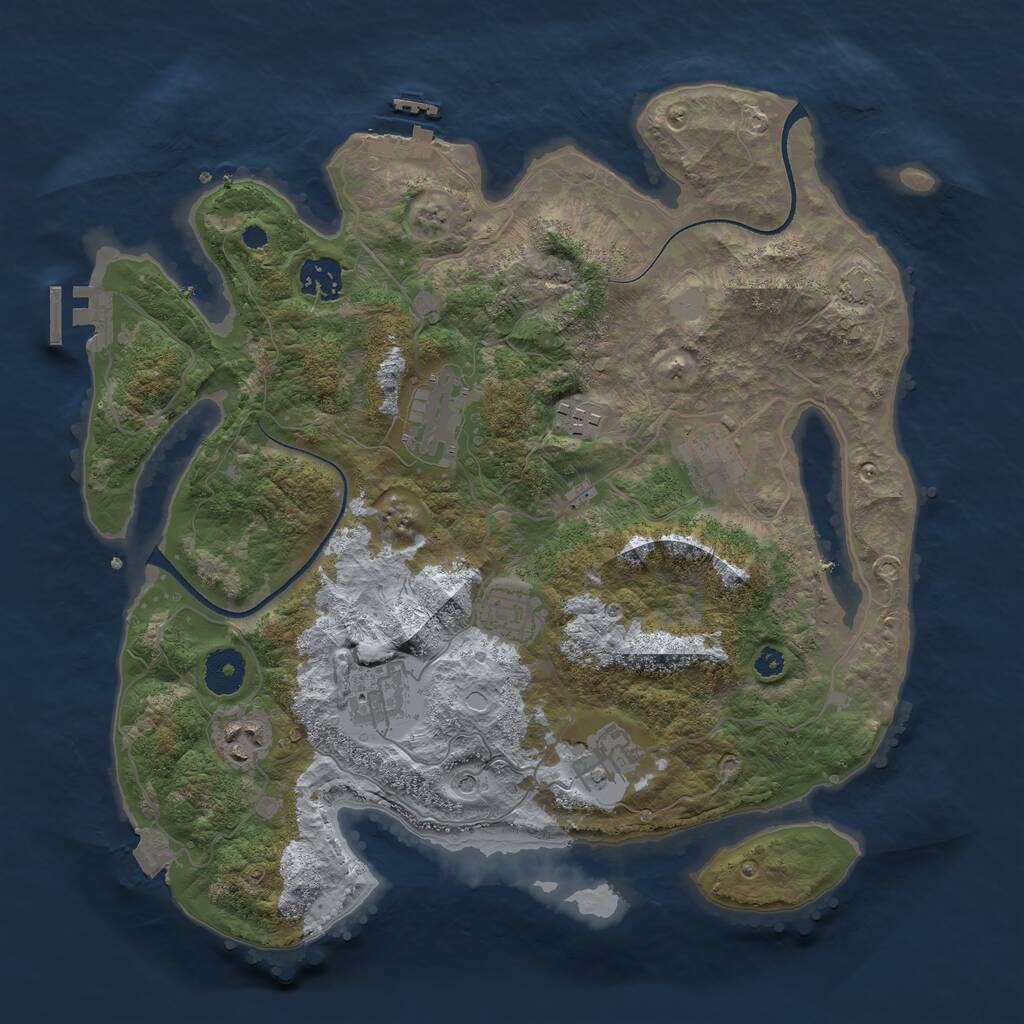 Rust Map: Procedural Map, Size: 3500, Seed: 154777, 13 Monuments