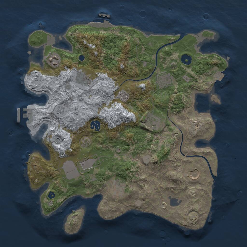 Rust Map: Procedural Map, Size: 3500, Seed: 1286964, 15 Monuments