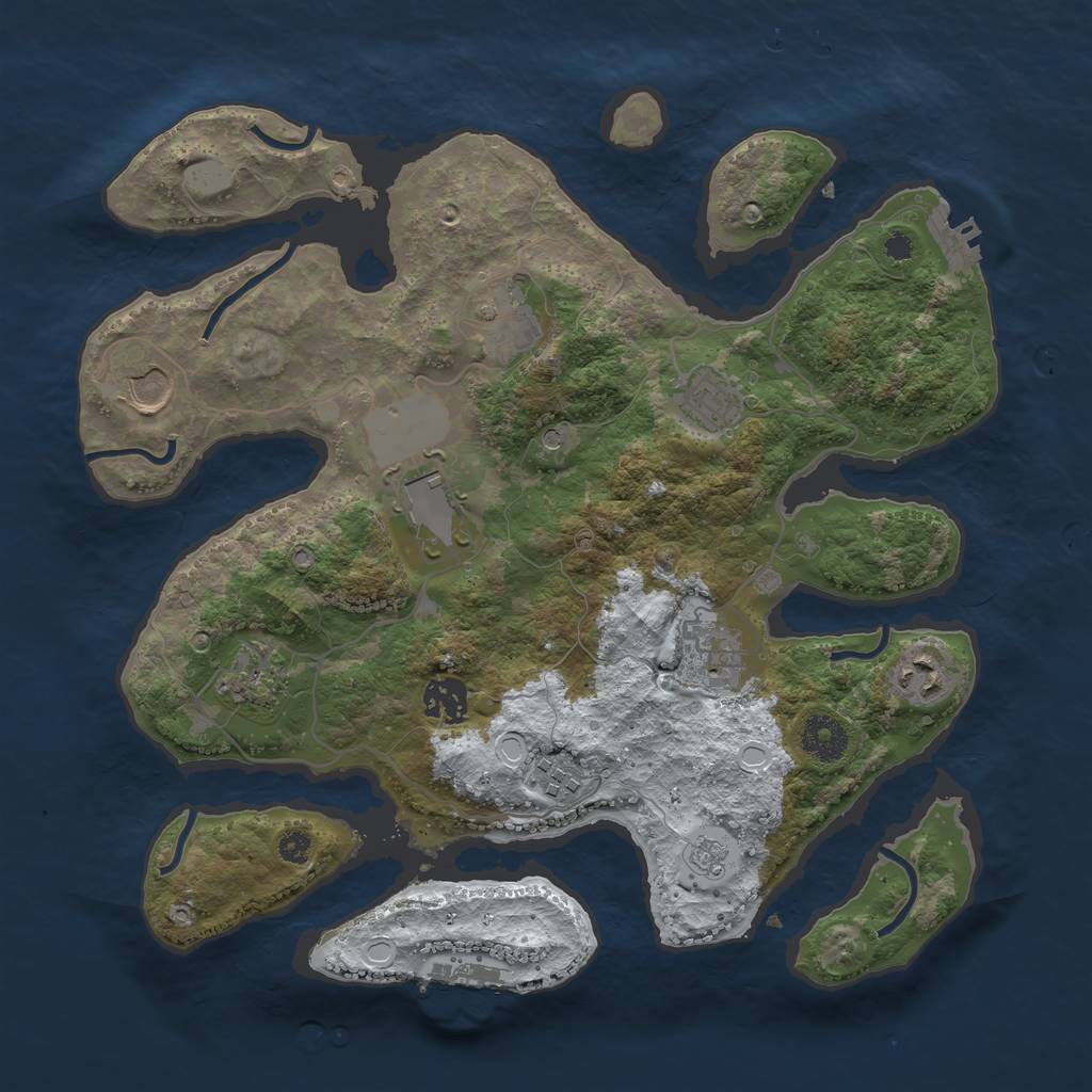 Rust Map: Procedural Map, Size: 3500, Seed: 3518334, 18 Monuments