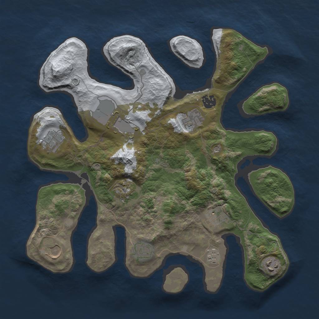 Rust Map: Barren, Size: 3500, Seed: 2065484, 13 Monuments