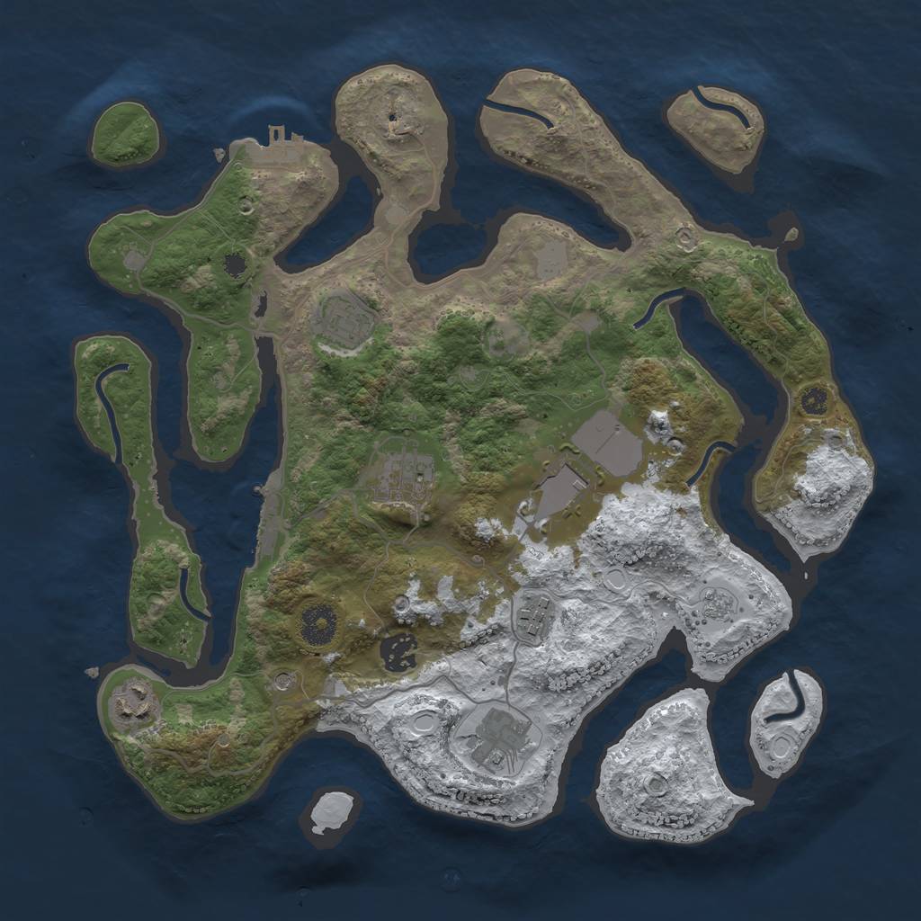 Rust Map: Procedural Map, Size: 3500, Seed: 4097751, 16 Monuments