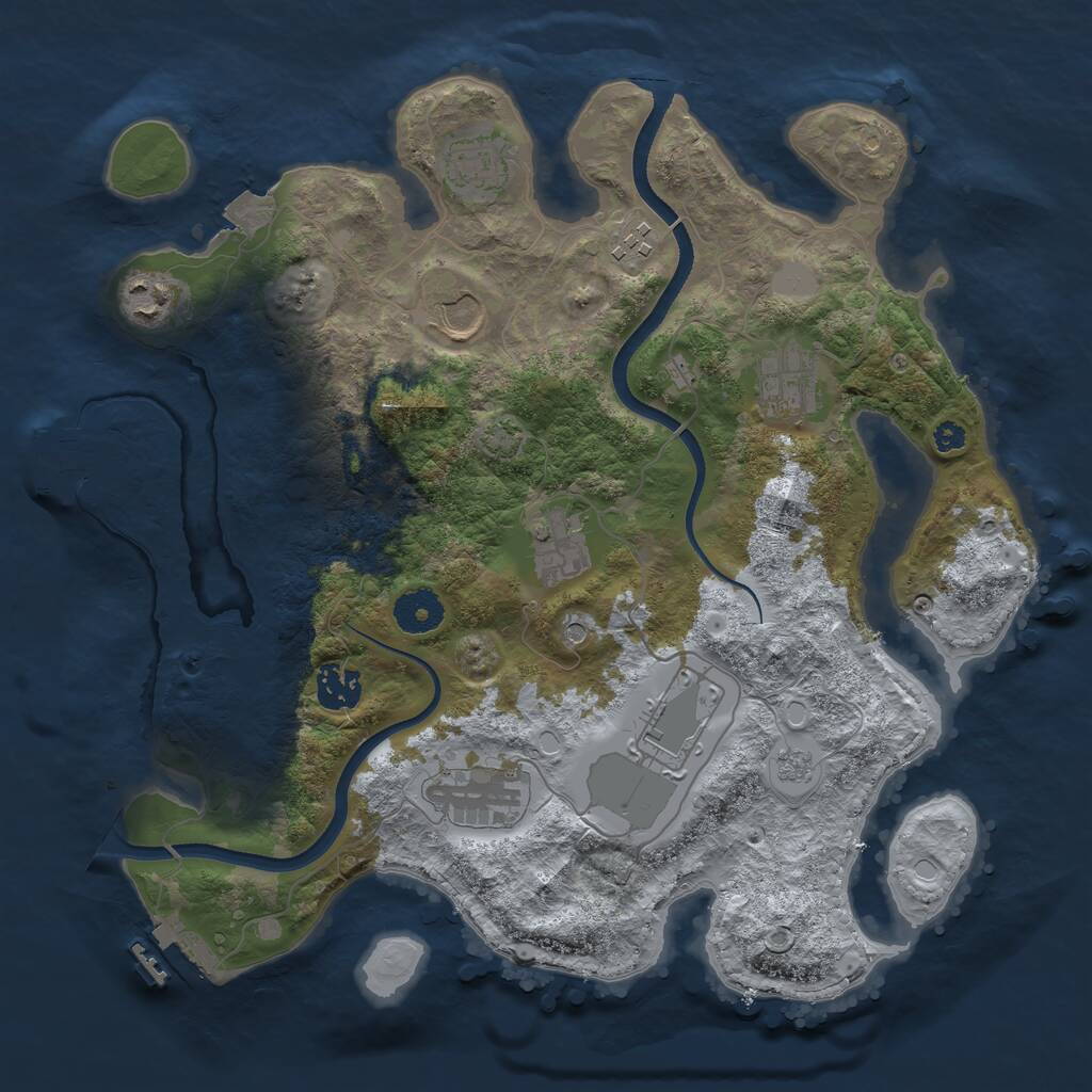 Rust Map: Procedural Map, Size: 3500, Seed: 4097751, 15 Monuments