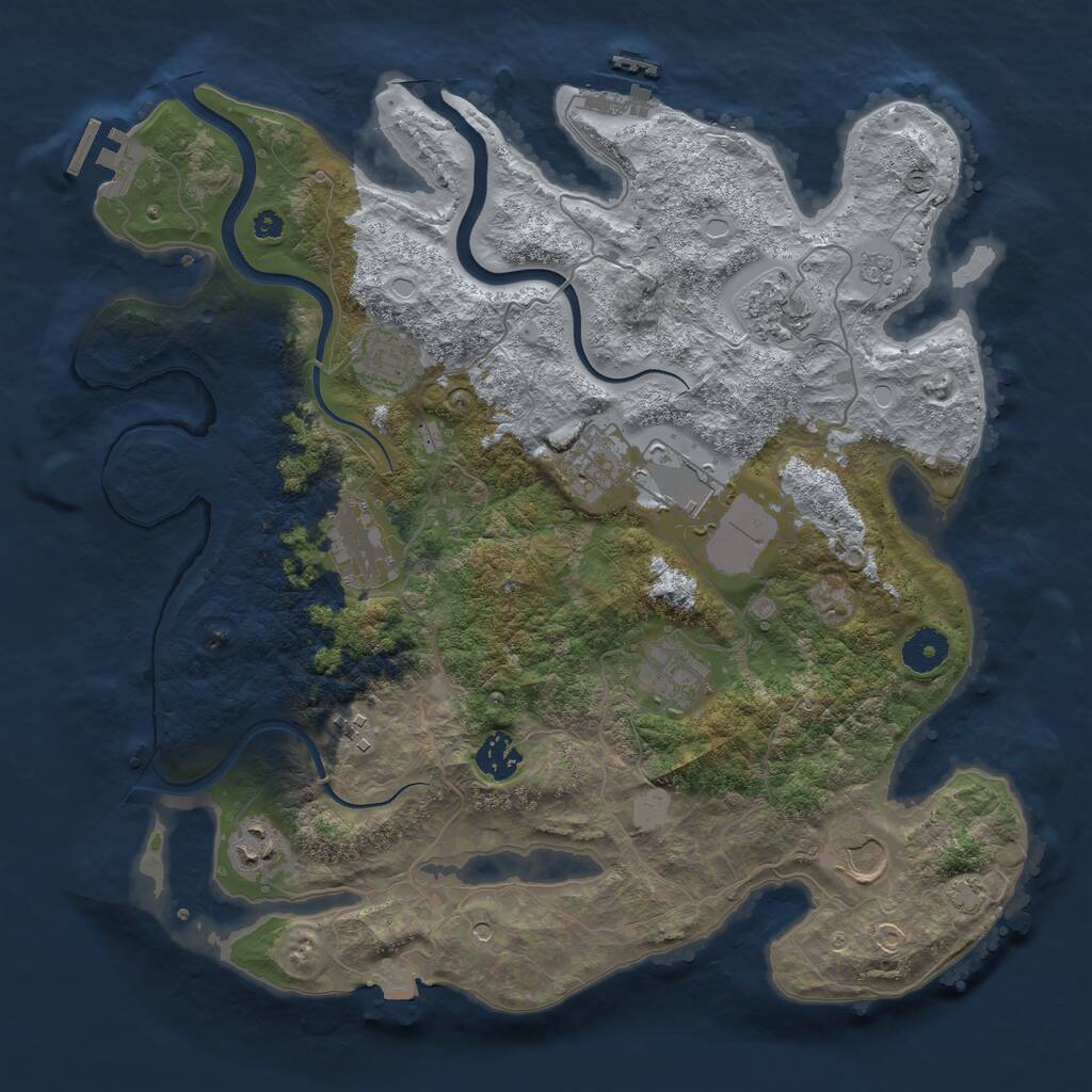 Rust Map: Procedural Map, Size: 3700, Seed: 1991603550, 16 Monuments